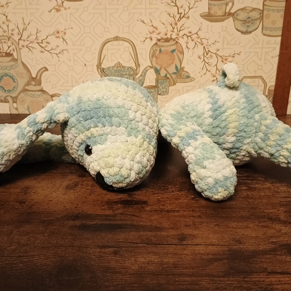 Handmade Crochet Plushie Stuffed Animal Dog 15in Blue And Black - Picture 9 of 12